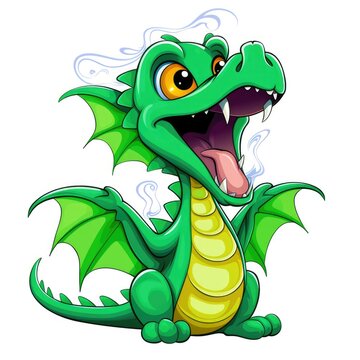 A cute and funny baby dragon in cartoon style.