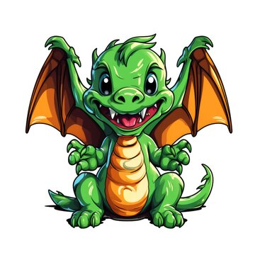 A cute and funny baby dragon in cartoon style.