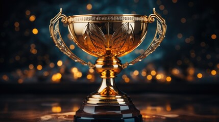Captivating elegance: a stunning and graceful trophy cup radiating beauty and prestige, a symbol of achievement and excellence in exquisite design and timeless allure