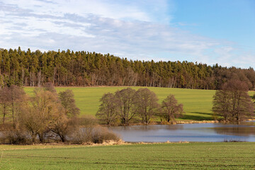 South Bohemian lands with fields, forests and lakes, Early springtime. Czech Republic. © Sergey Fedoskin