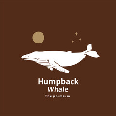 animal humpback whale natural logo vector icon silhouette retro hipster	