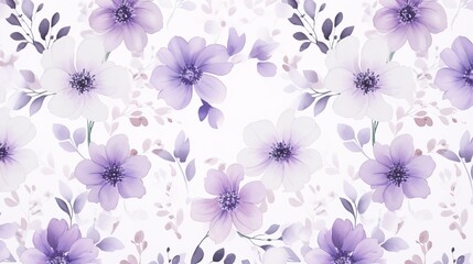 A delicate and cohesive floral fabric pattern featuring a soft pastel color palette and whimsical flower illustrations