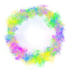 realistic circle frame of colored sand particles on a transparent background