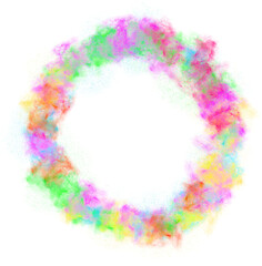 realistic circle frame of colored powder on transparent background