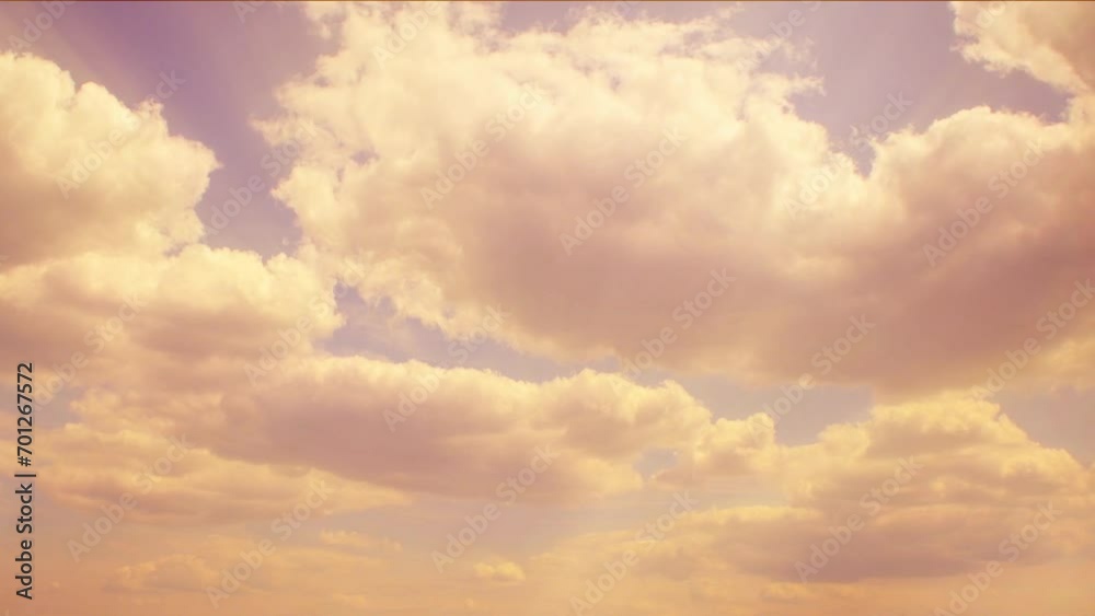 Wall mural large cumulus clouds float and change their shape. the sky is covered with pink clouds on sunset. ti