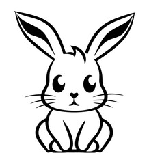 Cute bunny rabbit outline sketch vector illustration. Minimal bunny line art doodle in different poses.
