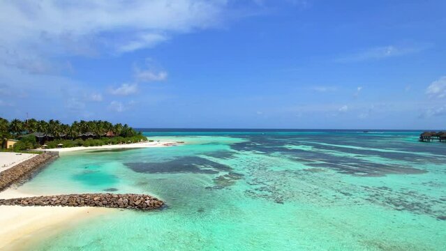 Huraa Island - Maldives - Aerial view over the beautiful sandy beach