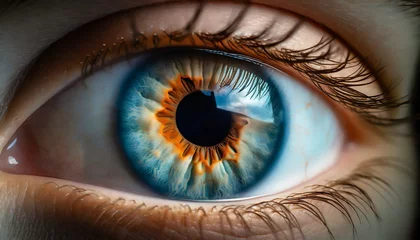 Poster Im Rahmen Closeup of Human Eye - Beautiful Iris and Patterns - Biology - Concept of Eye Laser Surgery - LASIK - Eye Medicial Procedure © Eggy