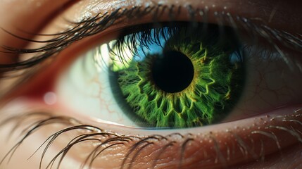 Human green eye close up