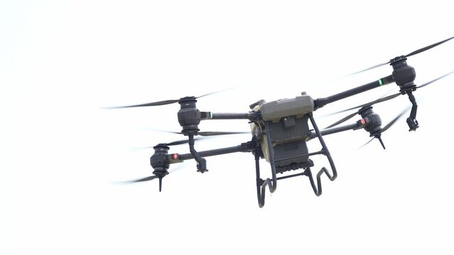 agricultural drone flying in air