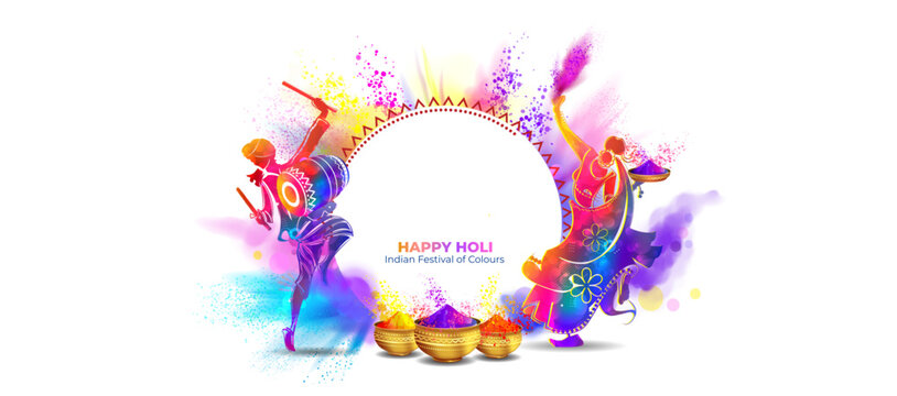 Vector editable design for Happy Holi festival. Advertising marketing banner poster sale promotion template. Indian hindu festival of color. Colorful color splash background.