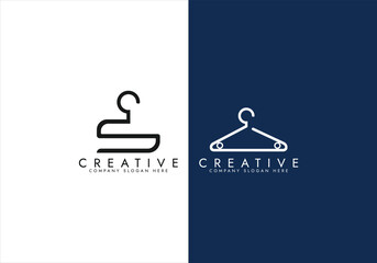 Simple clothes hanger logo design and boutique logo with creative ideas