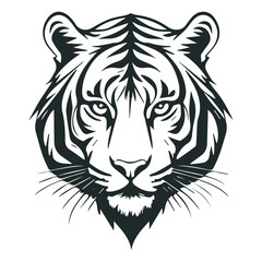 black and white logo mascot tiger head