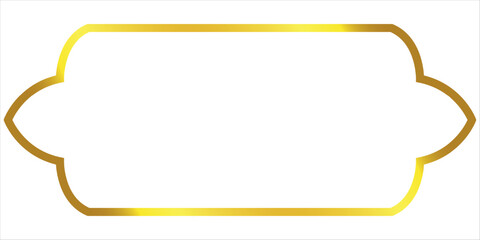 Islamic window or door arch. Arab frame vector shape. Ramadan kareem golden outline border.