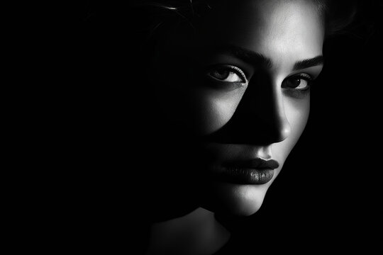 Woman with black background and black background.