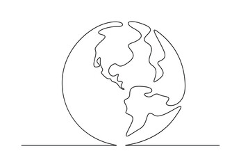 World globe continuous single line drawing of vector illustration. Premium vector. 