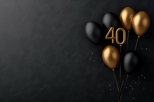 Elegant 40th Celebration with Gold and Black Balloons