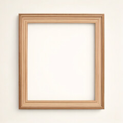 壁に木製フレームの写真のモックアップ。木製の額縁をモックアップします。影付きの垂直境界線。空のフォト フレーム a4 の背景に分離されました。デザインの境界線は、ポスターと絵画の画像を印刷します。ベクター