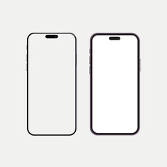 Realistic front view smartphone mockup mobile iphone purple frame with blank white display vector
