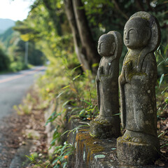 Fototapeta premium 路傍に並ぶ石のお地蔵様。仏像。