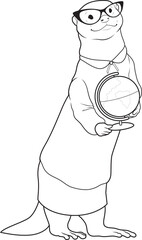 Opossum Teacher Triangle ruler Math Animal Vector Graphic Art Illustration