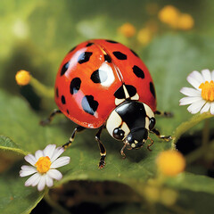Fototapeta premium Ladybugs Unveiled Exploring the Beauty Benefits and Cultural Reverence of Nature's Tiny Guardians ai generated