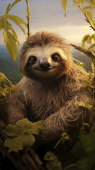 Fototapeta premium Tree Top Tranquility: The Sloth’s Sanctuary