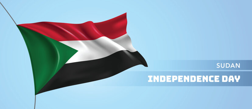 Sudan happy independence day greeting card, banner vector illustration