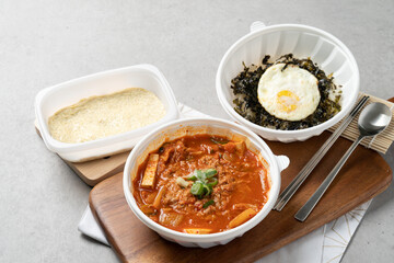 Kimchi stew, meat, ham, spam, kimchi, stew, Korean