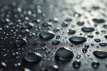 Tranquil Essence  Water Droplets Captured on a Gray Background, Symbolizing Purity and Simplicity