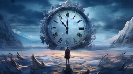 Time travel Technology Background with Clock concept and Time Machine, Can rotate clock hands. Jump...