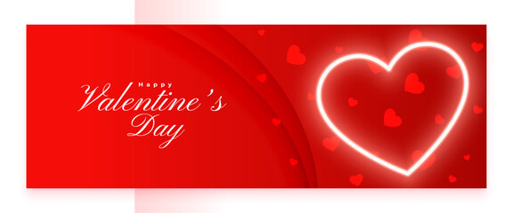 Naklejka na ściany i meble happy valentines day greeting banner with glowing love heart