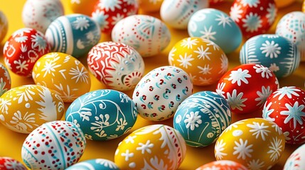 Easter eggs seamless pattern. Dyed eggs on dark solid background 