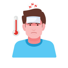 feel unwell, temperature high medical concept