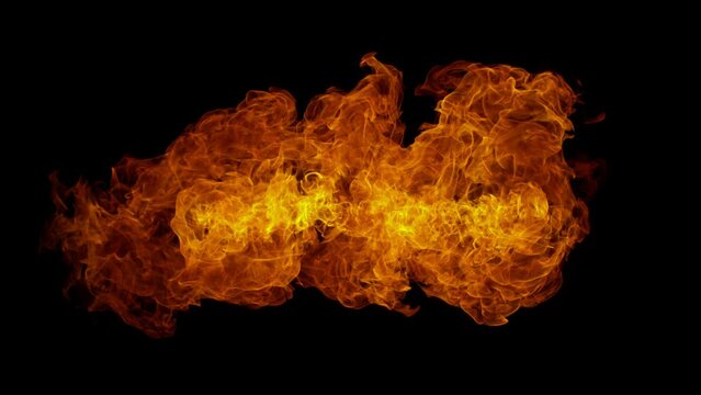 Super Slow Motion Shot of Linear Fire Flame Isolated on Black Background at 1000fps.