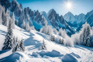 snow on mountain in winter