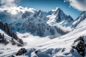 Fototapeta na wymiar snow on mountain in winter