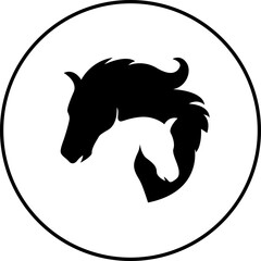 horse head silhouette black vector icon on white background. horse head icon