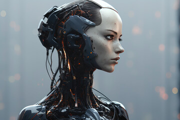 Digital Automaton: Futuristic Cybernetic Profile