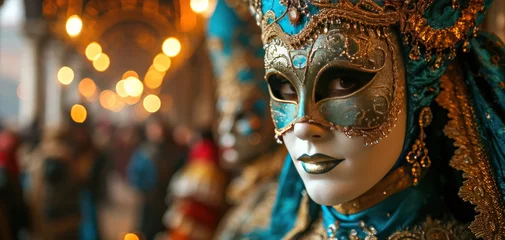 Gordijnen Colorful Mardi gras carnival masks. Traditional Venice festival © vetre
