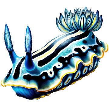 recommend clip art: Nudibranch Sea Slugs, Watercolor Drawing Nudibranch Sea Slugs Sea life animals, Hyper Realistic style, PNG
