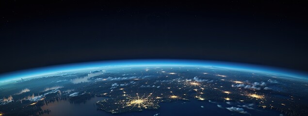 the earth seen from space in the style of bokeh panoram - obrazy, fototapety, plakaty