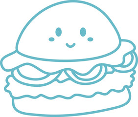 hand drawn burger coloring book illustration