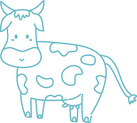 hand drawn cow coloring book illustration