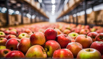 Ready to dispatch apples in the warehouse - obrazy, fototapety, plakaty