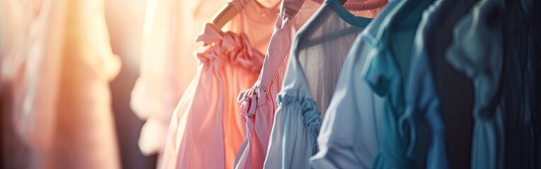 Fashion clothing hanging on hangers