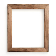 Maqueta de marco vertical vac&iacute;o aislada sobre fondo transparente, plantilla de arte para pintura, fotograf&iacute;a o afiche, elemento de dise&ntilde;o de maqueta de un marco de madera de roble