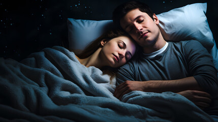 Homme et femme dormant ensemble dans leur lit