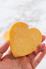 Heart-shaped sugar cookies with royal icing