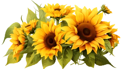 Fototapeten Sunflower Image, Transparent Floral Bloom, PNG Format, No Background, Isolated Sunny Flower, Botanical Illustration © Vectors.in
